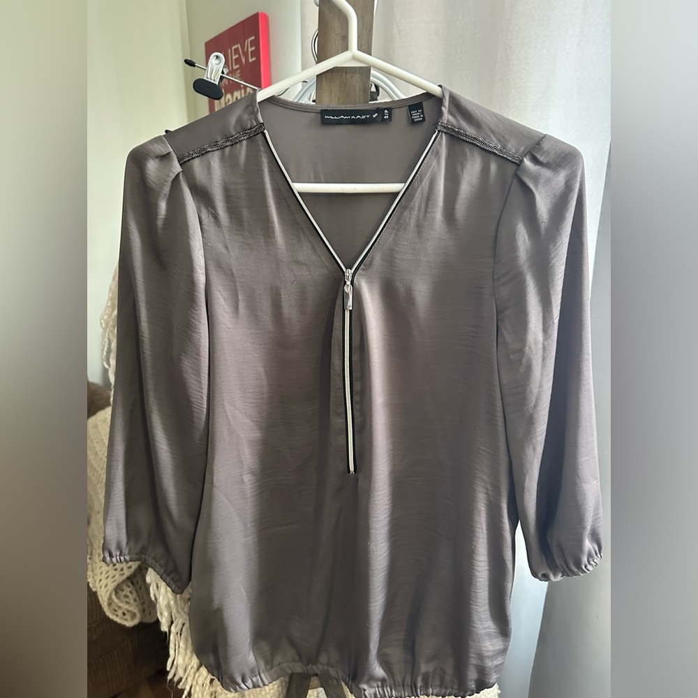 William Rast Women's Blouse with Zipper in Gray